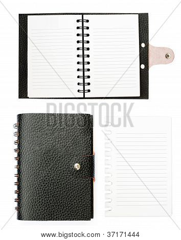 Wszystkie szczegóły czarny skórzany notatnik