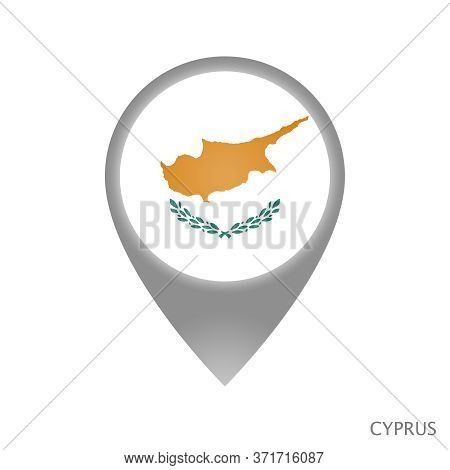 Map Pointer With Flag Of Cyprus. Colorful Pointer Icon For Map. Vector Illustration.