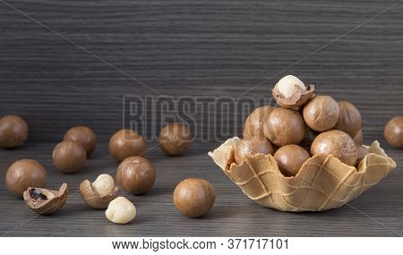 Macadamia Nuts - Macadamia Integrifolia. Text Space