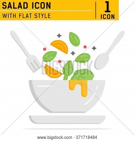 Salad Premium Icon With Flat Style Isolated On White Background. Vector Icon Design Template For Gra