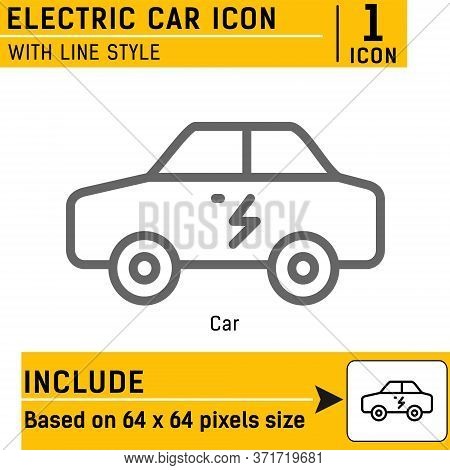Electric Car Icon Isolated On White Background. Car, Vehicle Vector Illustration. Vector Icon With L