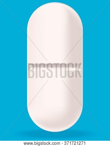 White Medical Tablet. Pill In Realistic Style.