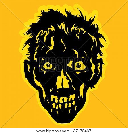 Visage de Zombie en fond orange / jaune