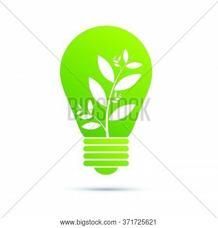 02-green Eco Energy Concept, Plant Growing Inside Light Bulb