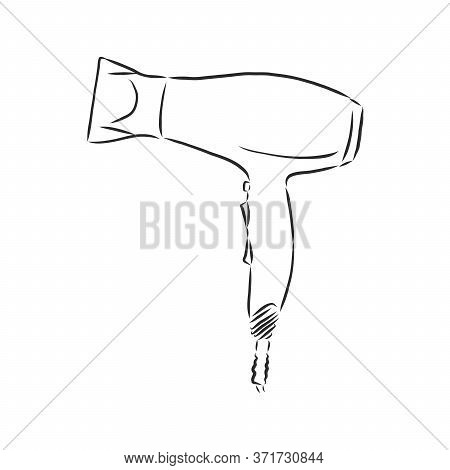 Fashion Salon Service Accessory, Design Pink Plastic Fen Isolated On White Background. Hair Dryer, V