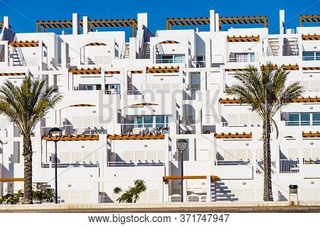 Spanish Resort White Buildings. Mojacar Village In Andalucia, Coast Almeria, Spain