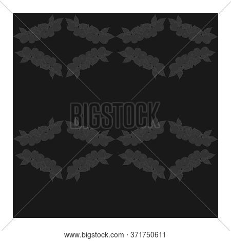 Seamless Pattern With Abstract, Gray Silhouettes Of Flowers, Leaves In The Shape Of Diamonds On A Bl