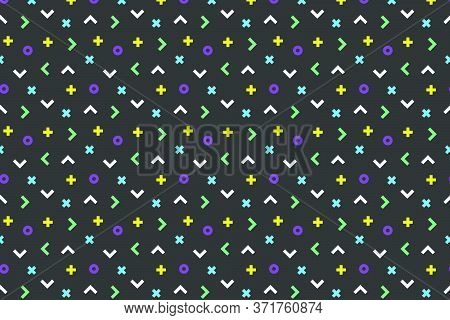 Gaming Elements Dark Pattern Design Including Controller's Arrows, And Common Buttons.vector Seamles