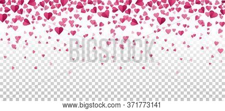 Falling Pink Hearts On Transparent Background
