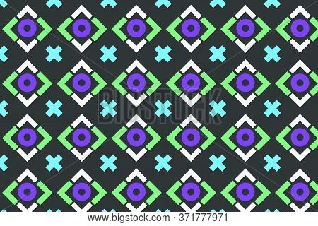 Abstract Retro Gaming Repeated Pattern Dark Background. Vector Seamless Pattern Design For Gamers, W