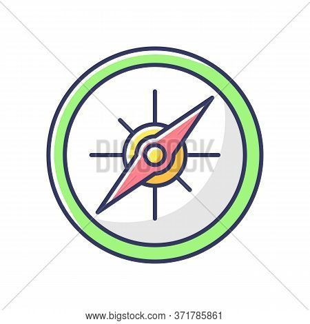 Compass Rgb Color Icon. Marine And Land Navigation, Direction Guide Tool. Traveler Instrument With C