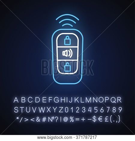 Keyless Entry Neon Light Icon. Automobile Protection, Modern Technology. Outer Glowing Effect. Sign 