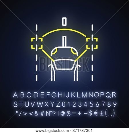Lane Keeping Assist Neon Light Icon. Modern Safety Driving Technology, Smart Driver Assistance. Oute