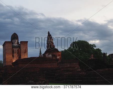 Sukhothai Thailand-03 August 2019:wat Mahathat Temple, Sukhothai Province Is A Temple In The Area Of