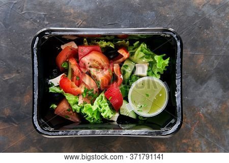 Diet Salad With Tomatoes And Cucumbers And Herbs. Healthy Diet. Diet For Weight Loss. Healthy Food D