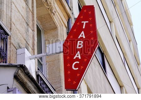 Bordeaux , Aquitaine / France - 05 05 2020 : Tabac French Red Shop Tobacco Sign With French White Te