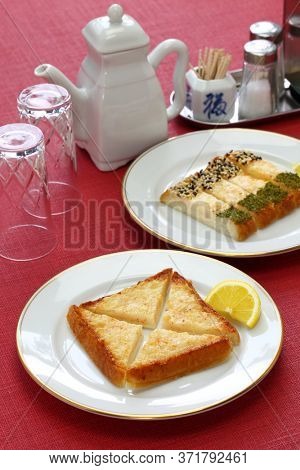 shrimp toast, prawn toast, chinese dim sum dish