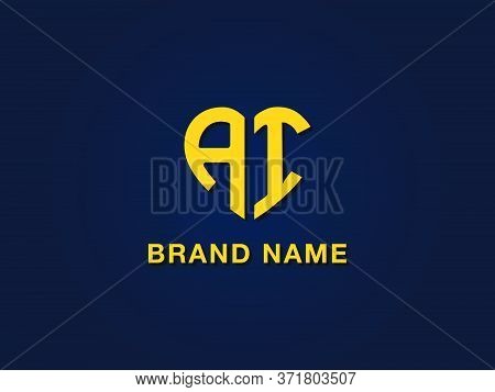 Minimal Love Initial Letter Ai Logo. This Icon Incorporate With Two Love Shape Typeface In The Creat