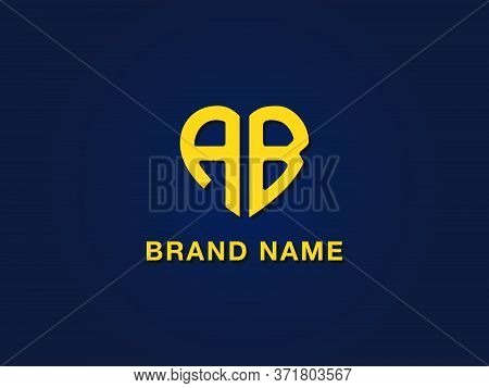 Minimal Love Initial Letter Ab Logo. This Icon Incorporate With Two Love Shape Typeface In The Creat