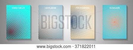 Futuristic Point Screen Tone Gradation Cover Templates Vector Collection. Medical Magazine Faded Scr