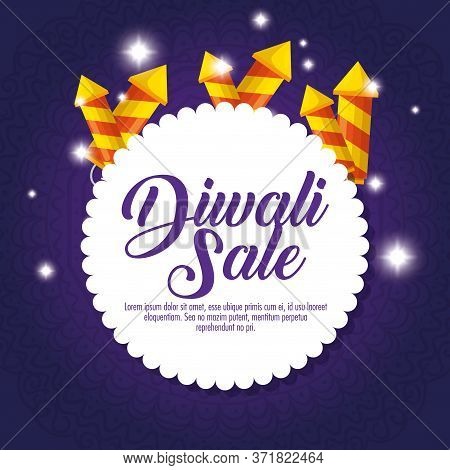 Happy Diwali Sale With Fireworks Vector Illustration Design
