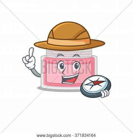 Body Srub Mascot Design Style Of Explorer Using A Compass During The Journey