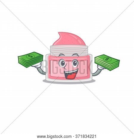 A Wealthy Body Srub Cartoon Character Having Much Money On Hands