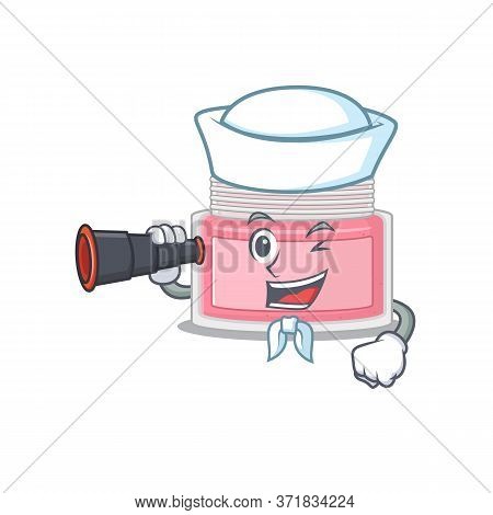 A Cartoon Image Design Of Body Srub Sailor With Binocular