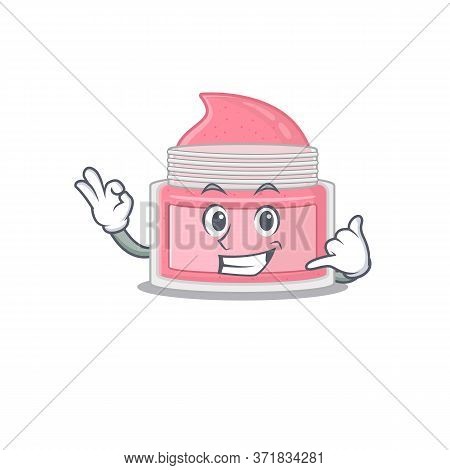 Caricature Design Of Body Srub With Cute Call Me Pose