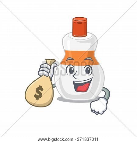 Crazy Rich Cartoon Picture Of Body Lotion Having Money Bags
