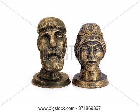 Figurines Scandinavian Supreme God Odin (woden) And His Spouse Goddess Frigg Isolated On White Backg