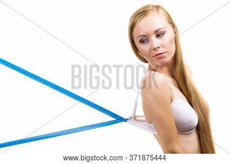 Woman Wearing Too Big Bra, Loose Band
