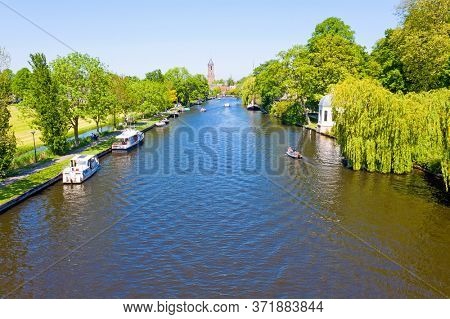 Aerial from the river Vecht with Loenen aan de Vecht in the Netherlands