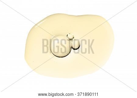 Serum Smear Smudge Swatch With Collagen And Peptides. Skin Care Gel Transparent Sample Drop With Bub