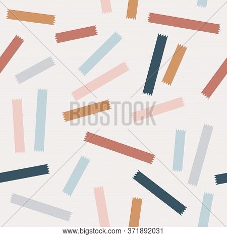Lovely Colorful Vector Seamless Pattern With Pieces Of Tape In Pastel Colors. Can Be Used For Web Pa