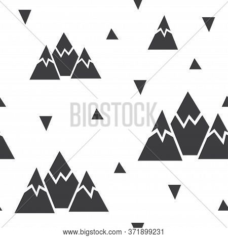 Vector Seamless Pattern Made Of Mountains And Triangles. Seamless Pattern Can Be Used For Pattern Fi