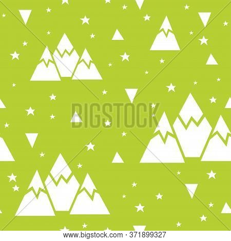 Vector Seamless Pattern Made Of Mountains And Triangles. Seamless Pattern Can Be Used For Pattern Fi
