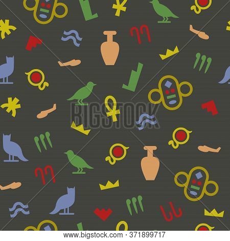 Ancient Egypt Culture, Handwritten Hieroglyph, Historical Referential Information, Design, Cartoon S