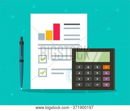 Accounting Audit Paper Report With Sales Stats Research Growth Graphs And Calculator Vector Flat Car