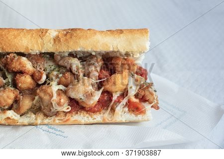 Chicken With Cheese Tomato And Spices Delicious Close