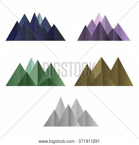 Mountains Low Poly Style Set. Polygonal Shapes. Vector Isolated Illustration