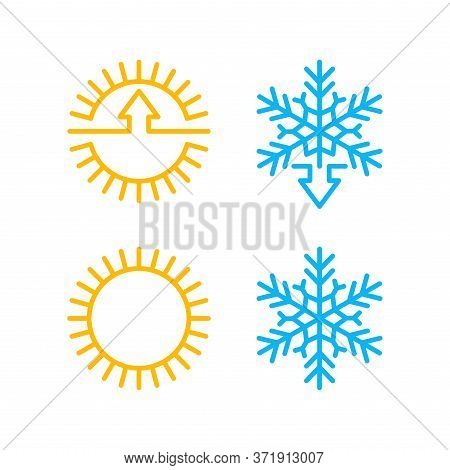 Weather Change Or Climate Control Icon With Temperature Rising And Lowering Arrow Indicator - Isolat
