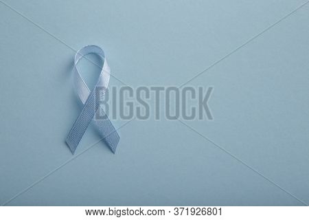 Realistic Blue Awareness Ribbon, World Prostate Cancer Day Symbol, Blue Background