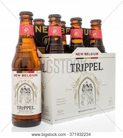 Winneconne,  Wi - 13 June 2020: A Six Pack Of New Belgium Trippel Belgian Style Ale On An Isolated B