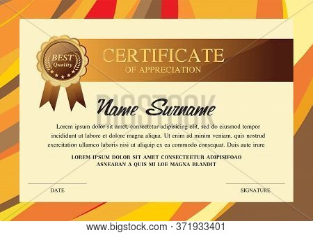 Certificate Template, Diploma Design, Success , Award,  Graphic Background, Warranty Vector Design.