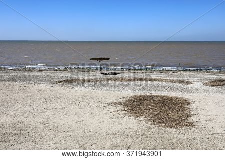 Empty Beach Of The Sea Of Azov, Primorsko-akhtarsk, Russia