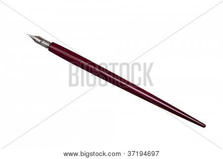 Old nib pen isolated on white background.  Clipping path included.