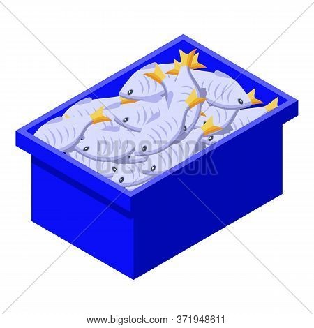 Full Fish Box Icon. Isometric Of Full Fish Box Vector Icon For Web Design Isolated On White Backgrou