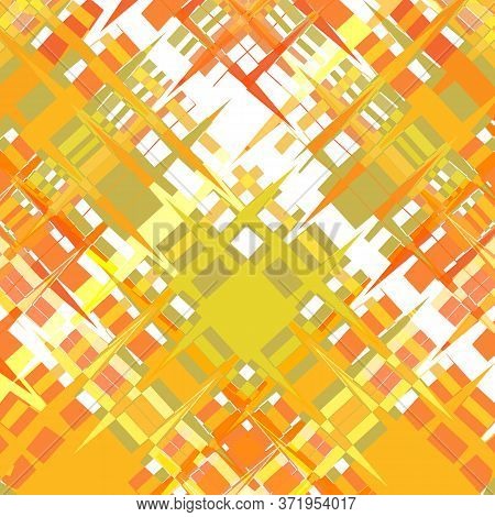 Colorful Abstract Background From Curly Fragments With Sharp Corners. Warm Yellow-orange With The Ad