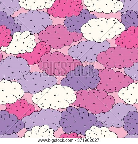 Fun Cartoon Clouds. Vector Repeat. Great For Home Decor, Wrapping, Scrapbooking, Wallpaper, Gift, Ki